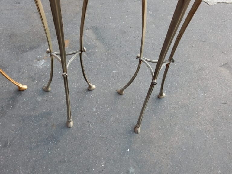 1950/70 Paire de Sellettes en Métal Argenté – Image 6