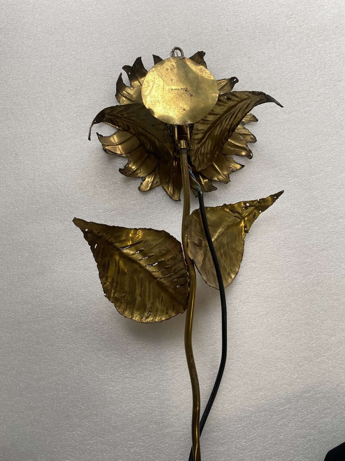1970′ Applique Au Tournesol Laiton Patiné Signée P.MAS-ROSSI H 64 cm – Image 4