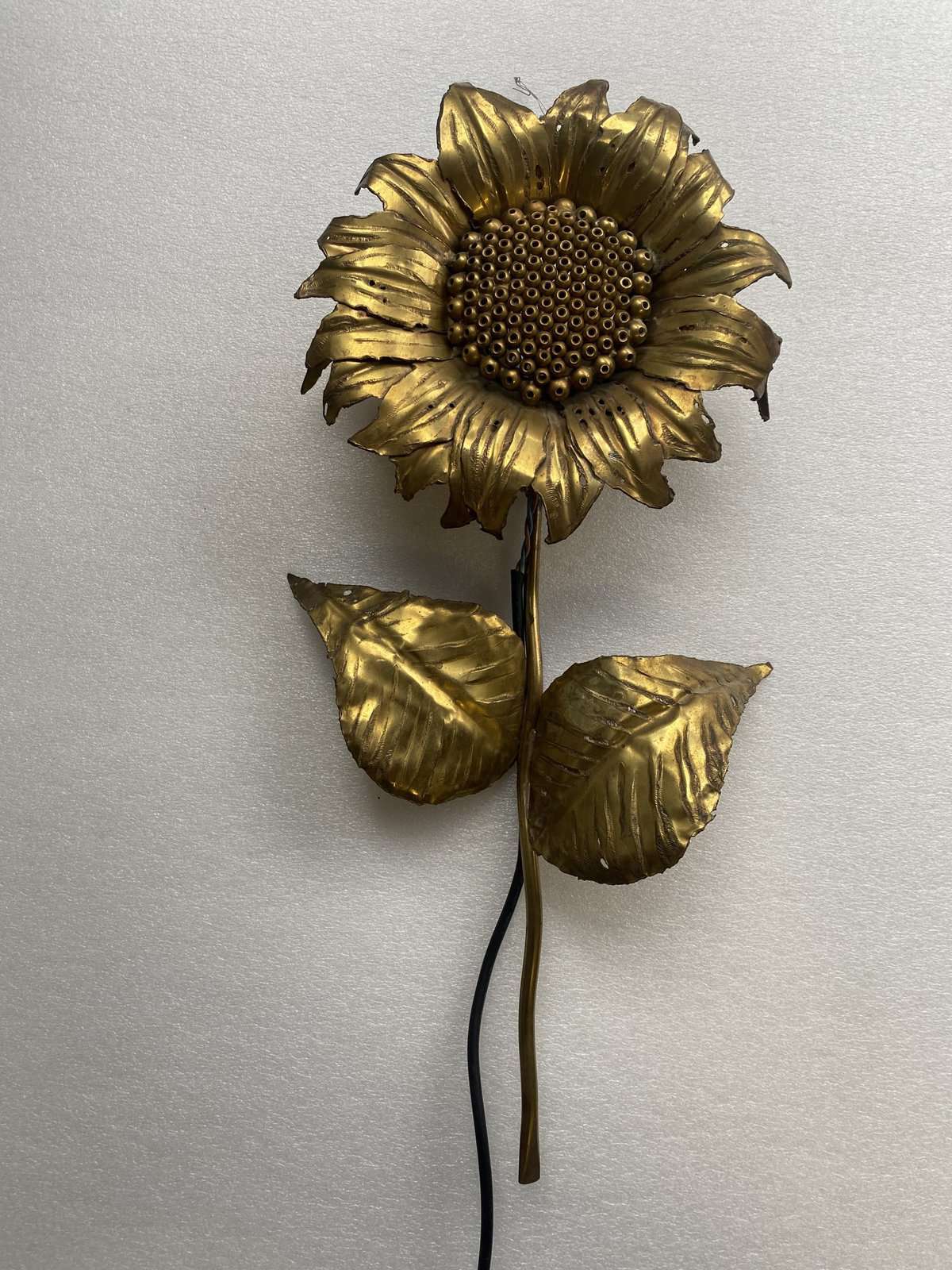 1970′ Applique Au Tournesol Laiton Patiné Signée P.MAS-ROSSI H 64 cm – Image 7