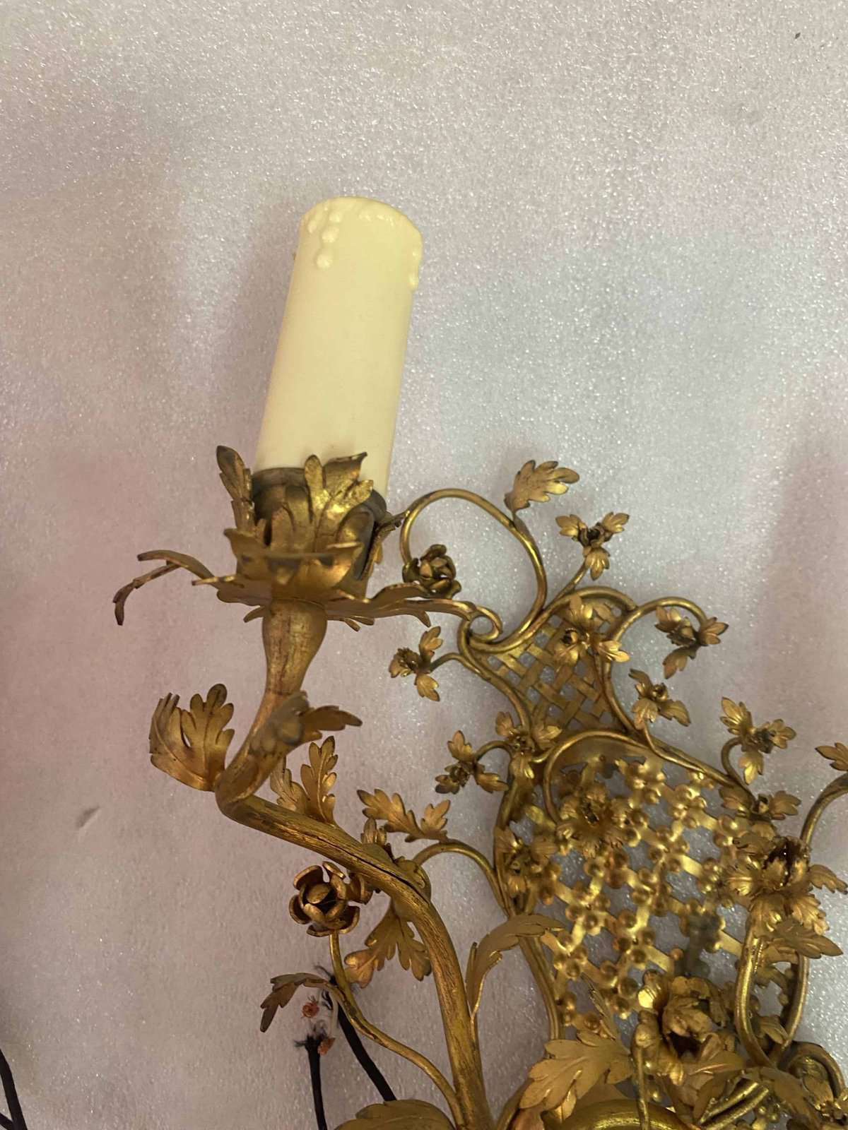 1950 Paire d’Appliques Faisant Pendant En Bronze Doré De Style LXV – Image 8