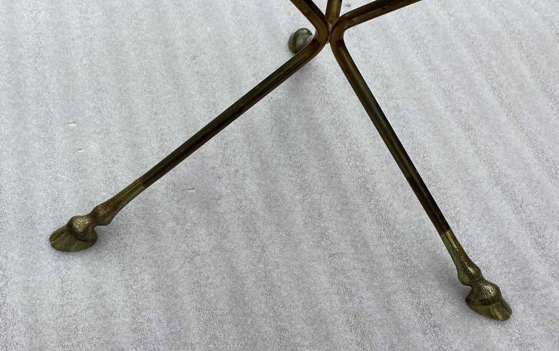 1970′ Paire De Guéridons Bronze Doré Plateau Verre Maison Charles Ou Jansen H 43 Diam 60 cm – Image 5