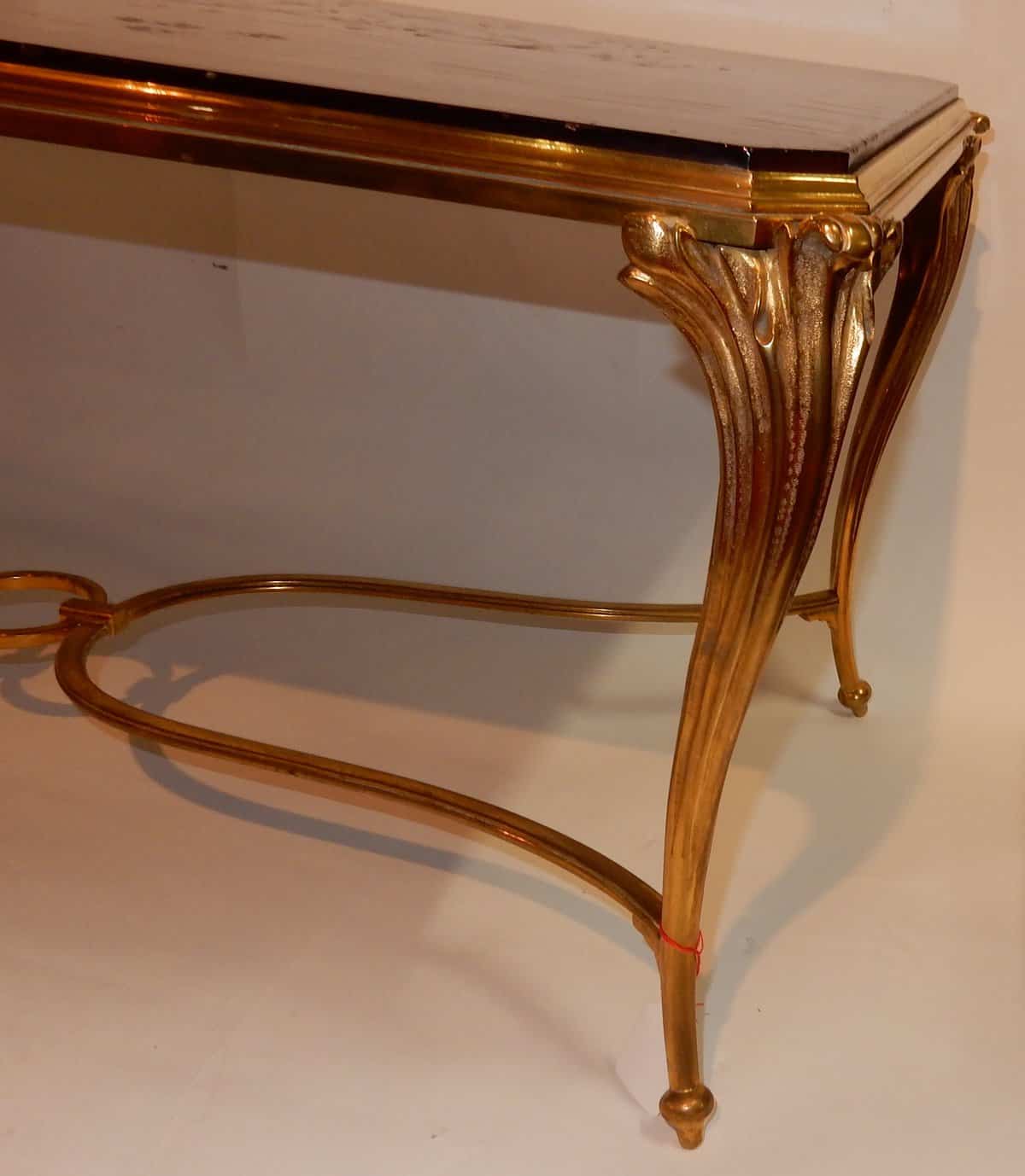 1940/50 Table Basse Plateau Laque de Chine Maison Baguès en Bronze Doré – Image 5