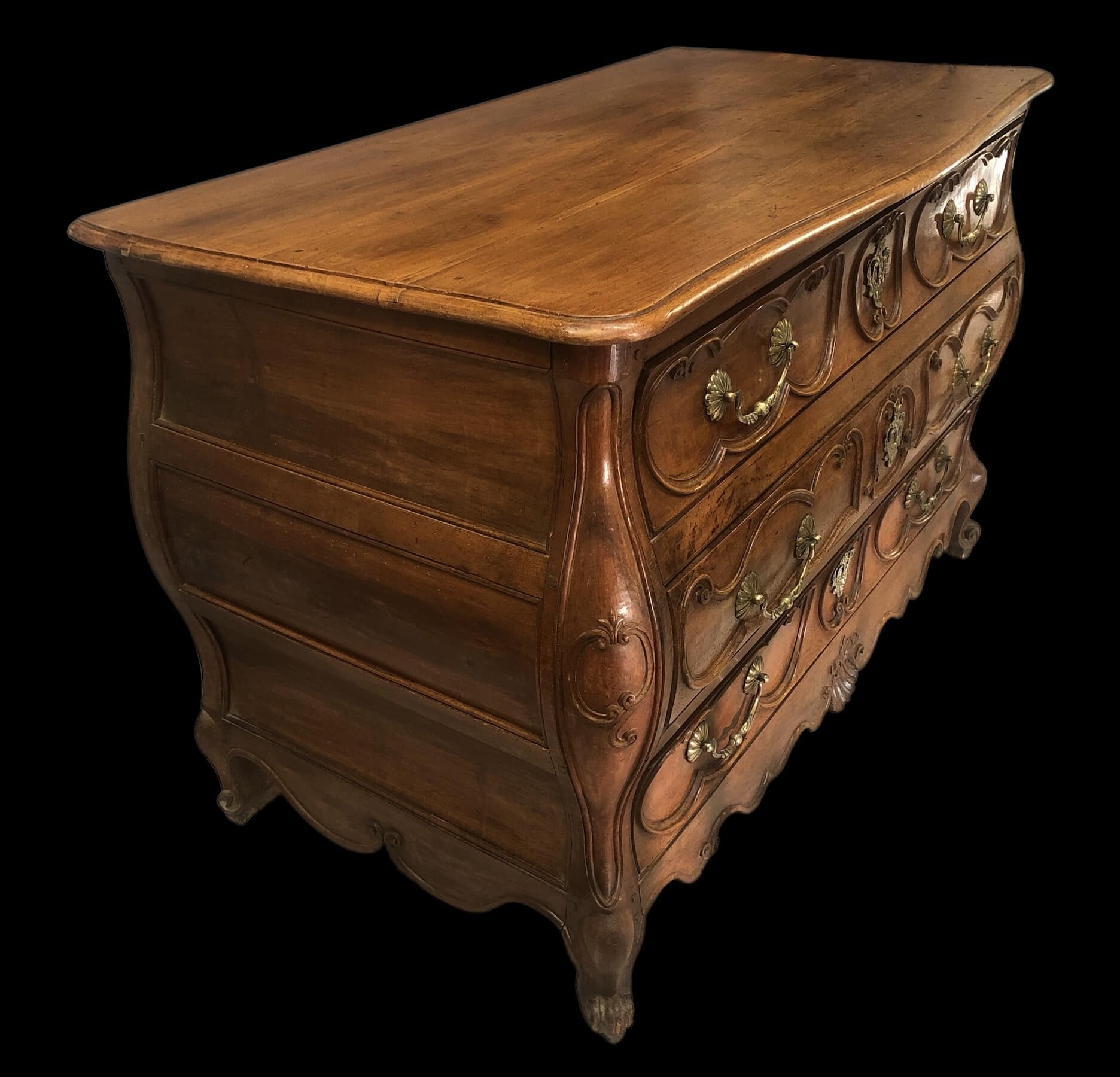 Commode Bordelaise Louis XV 18è Siècle En noyer Mouluré Et Sculpté 3 Tiroirs – Image 9