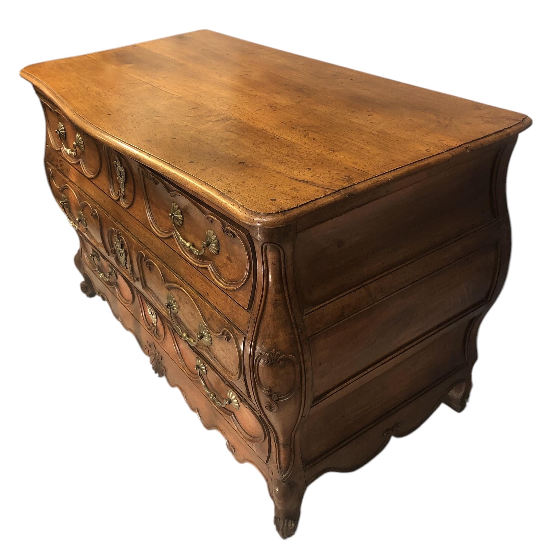 Commode Bordelaise Louis XV 18è Siècle En noyer Mouluré Et Sculpté 3 Tiroirs – Image 8