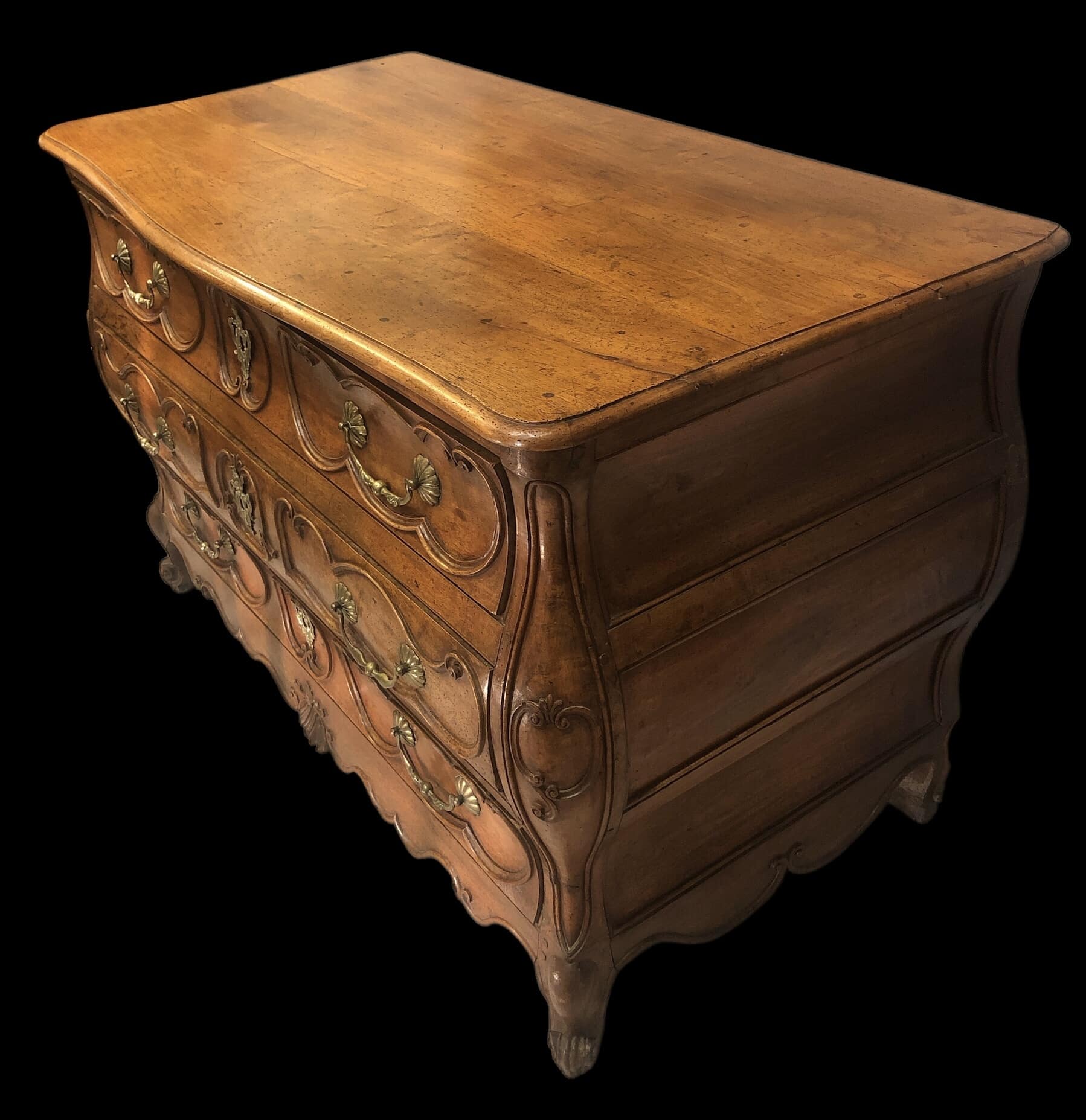 Commode Bordelaise Louis XV 18è Siècle En noyer Mouluré Et Sculpté 3 Tiroirs – Image 7