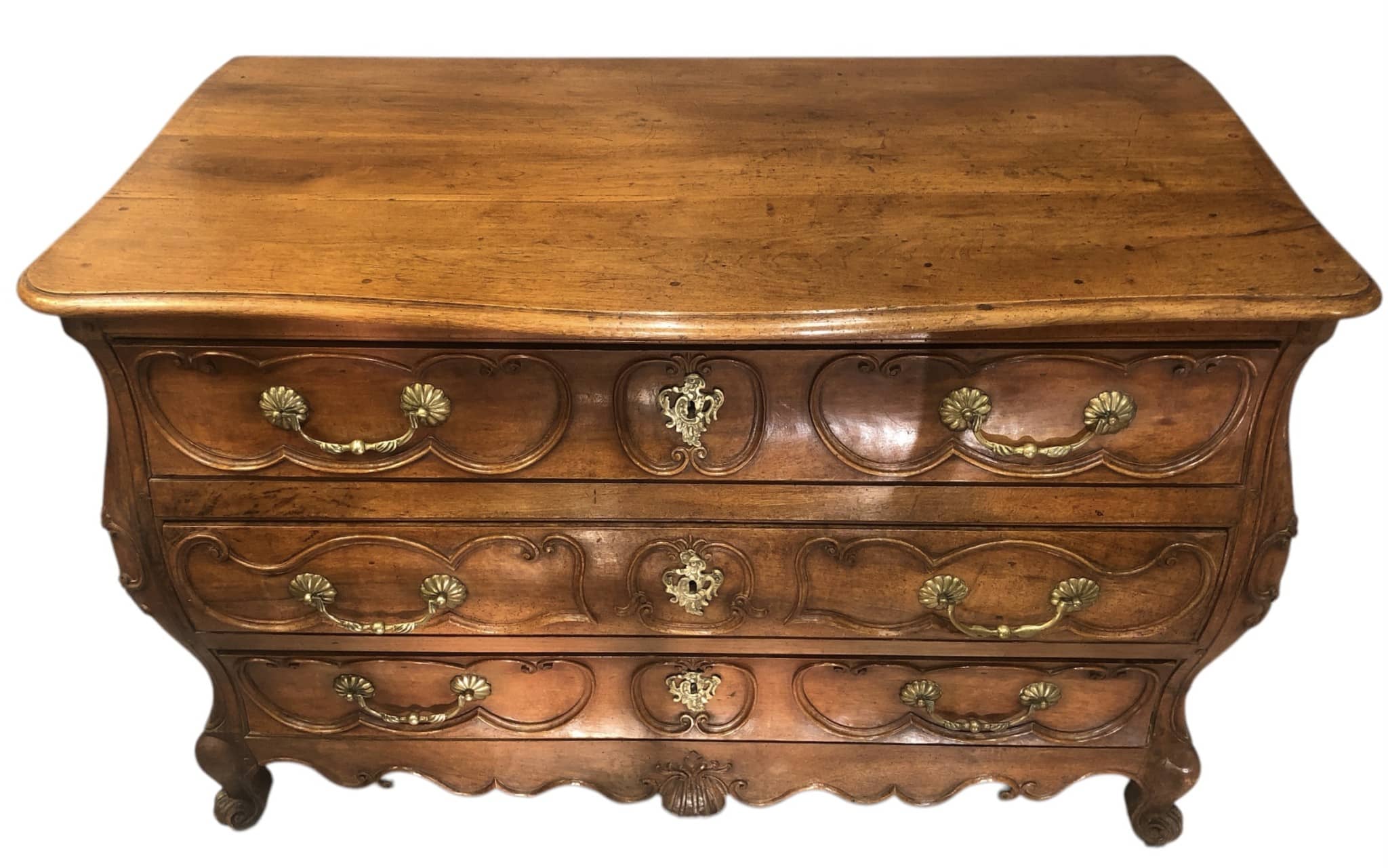 Commode Bordelaise Louis XV 18è Siècle En noyer Mouluré Et Sculpté 3 Tiroirs – Image 6
