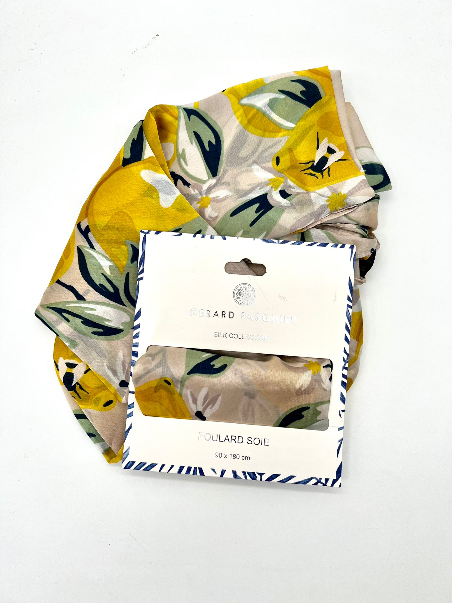 Foulard 100% Soie 90x180cm GERARD PASQUIER citron – Image 3