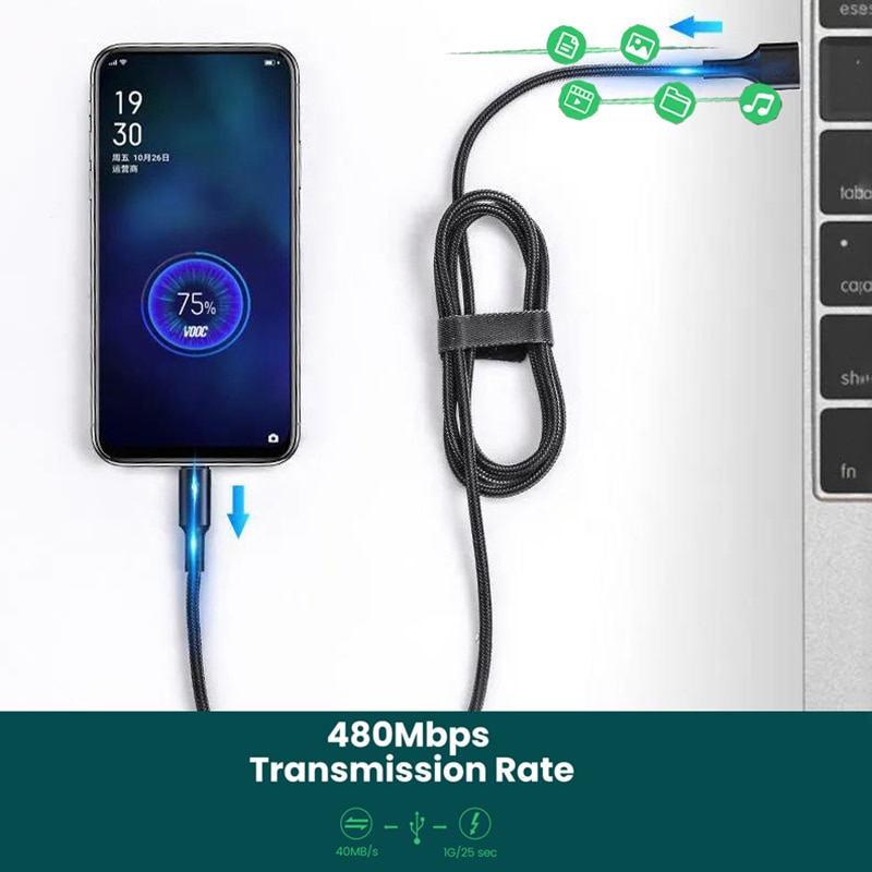 Câble Lasaier USB Type C pour Samsung S10 S9 3A câble de données de chargeur rapide USB type-c pour câble Cabo Redmi note 8 pro USB-C – Image 5