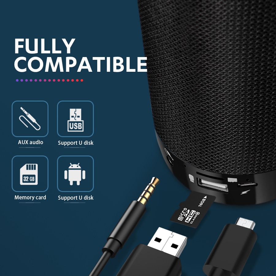 TG113C Colonne Portable Bluetooth Mini Haut-Parleur avec Radio FM TF Carte Câble Sans Fil Loundpeakers & Support Pour Téléphone 9 couleurs – Image 6