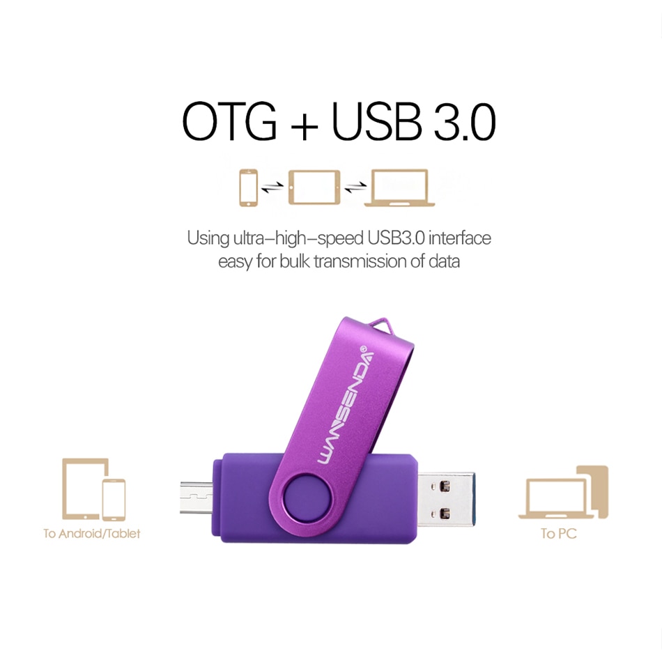 Nouveau Usb 3.0 Wansenda OTG USB flash drive pour SmartPhone/Tablet/PC 8 GB 16 GB 32 GB 64 GB 128 GB Clé usb Haute vitesse stylo lecteur paquet – Image 4