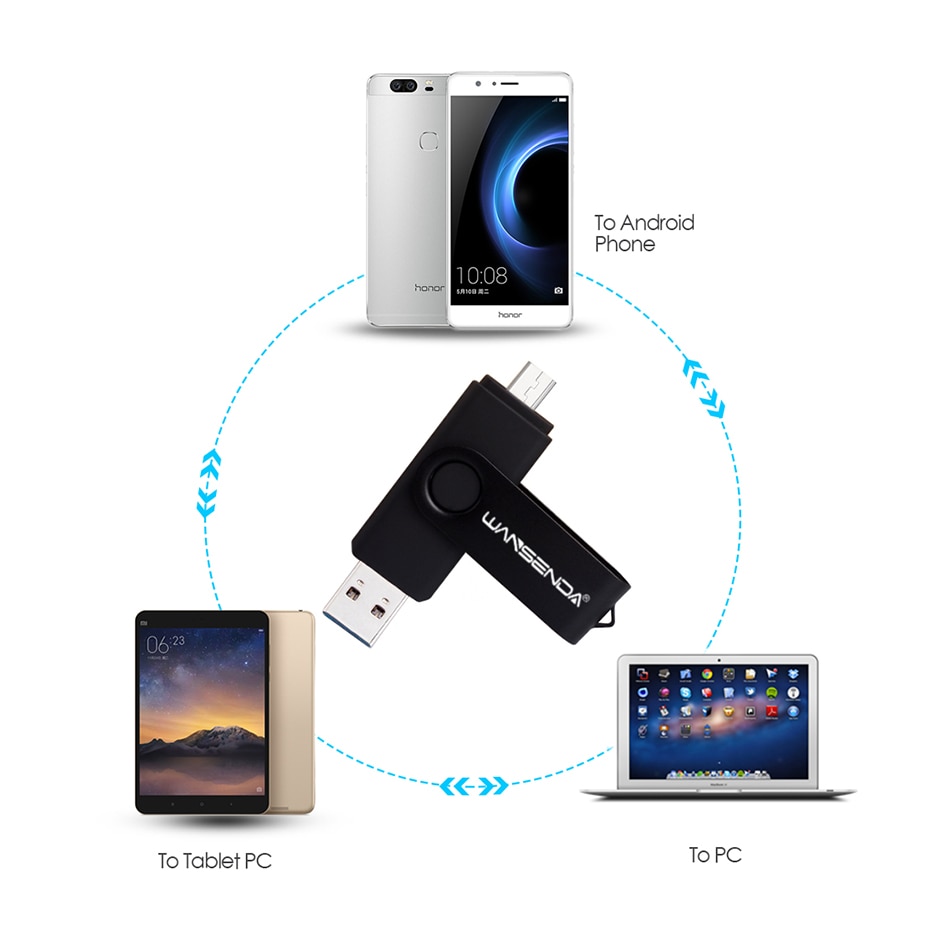 Nouveau Usb 3.0 Wansenda OTG USB flash drive pour SmartPhone/Tablet/PC 8 GB 16 GB 32 GB 64 GB 128 GB Clé usb Haute vitesse stylo lecteur paquet – Image 5