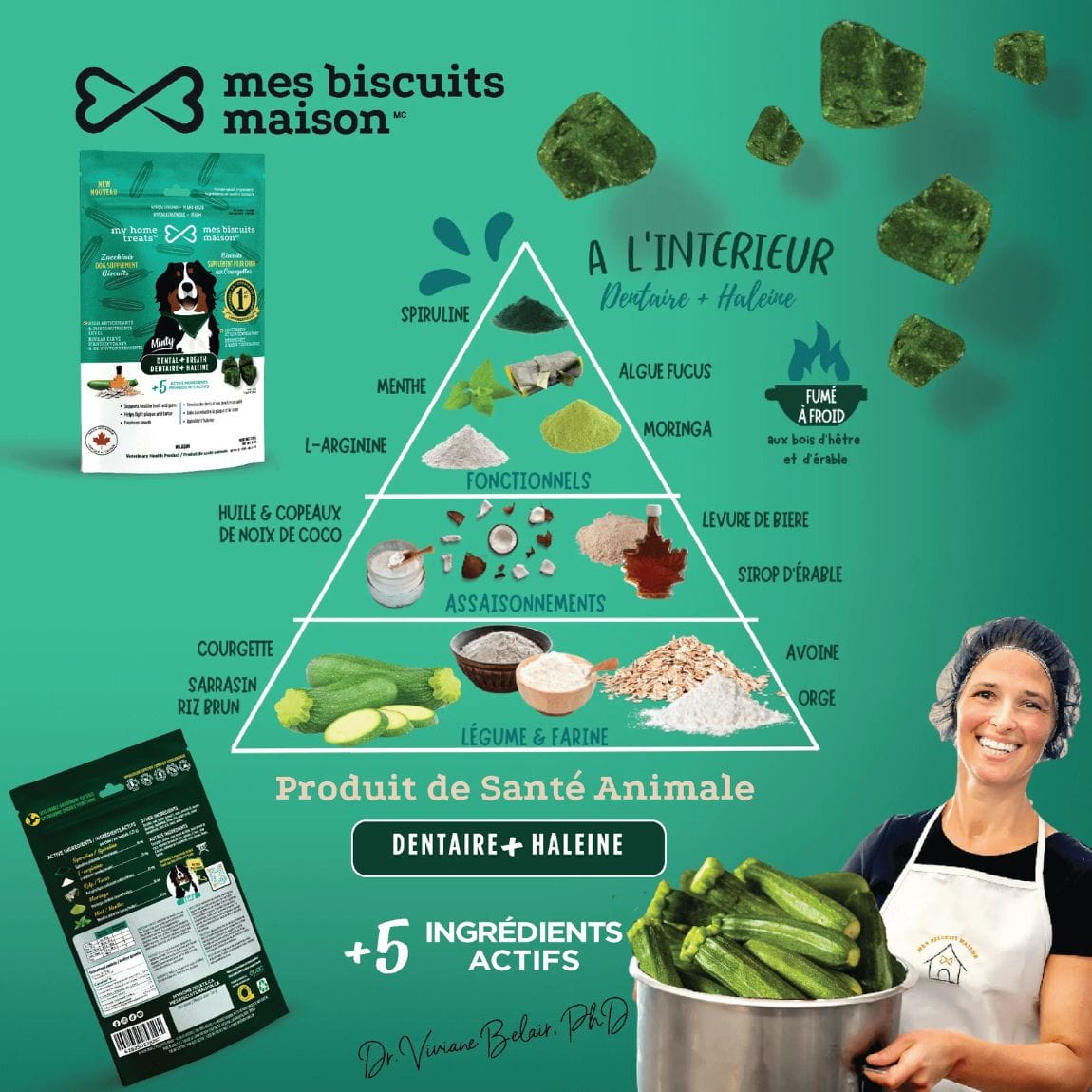 Biscuits Supplément Dentaire et Haleine aux Courgettes pour Chiens, 170g – Mes Biscuits Maison – Image 3