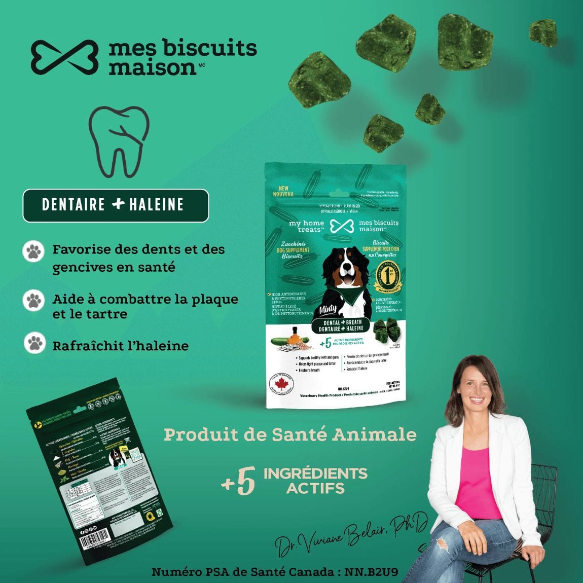 Biscuits Supplément Dentaire et Haleine aux Courgettes pour Chiens, 170g – Mes Biscuits Maison – Image 4