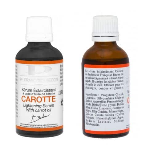 Gamme Pr. Francoise Bedon, Serum Eclaircissant Carotte, Lait Carotte Soin Hydratant et Nourrissant 500ml, Savon Gommant – Carotte – Image 3