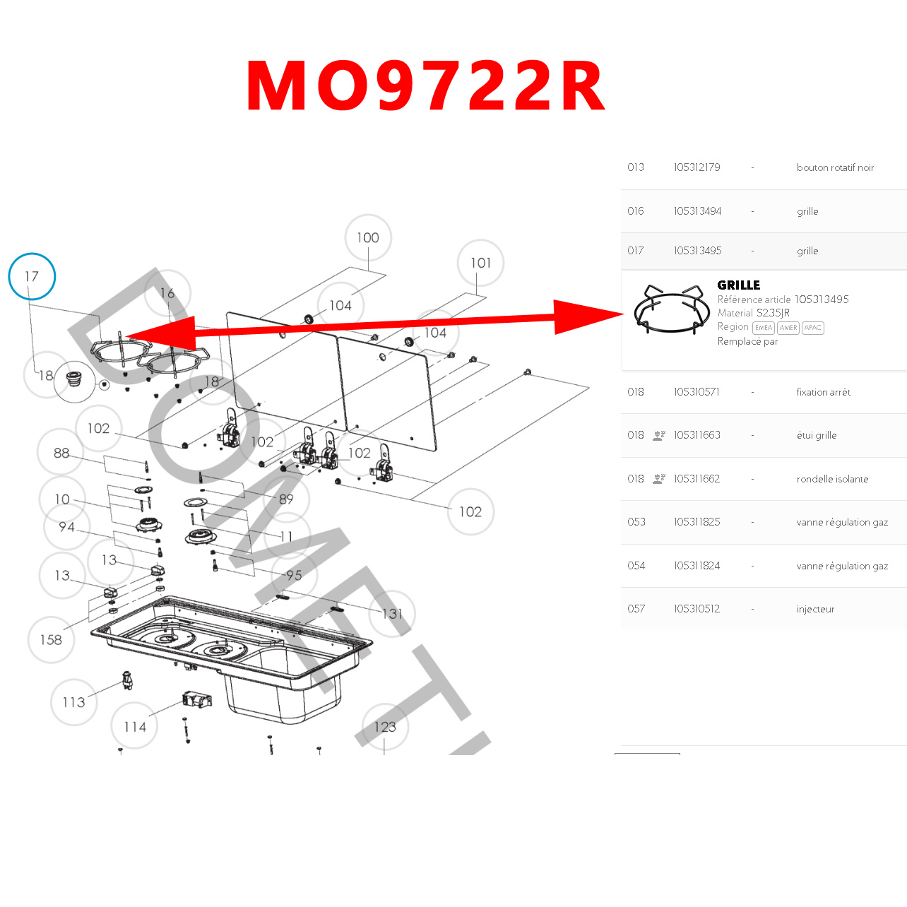 Grille gaziniere deux feux SMEV 9722L ou MO9722L MO9722R par Dometic – Image 4